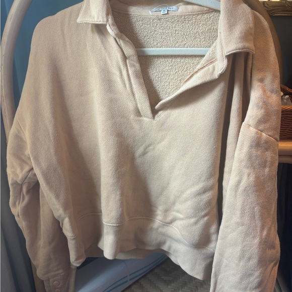 Z Supply Collared Women’s Pullover with Snap Detail Sleeves - Picture 2 of 5